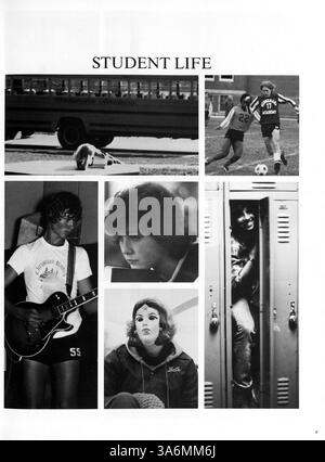 Dieses 1980 Geweih Jahrbuch der Minnehaha Academy fasst die Höhepunkte des Schuljahres 1979-1980, einschließlich akademischer, sozialer und sportlicher Veranstaltungen, fest. Einige Seiten (55, 56 und 59-62) fehlen. Stockfoto