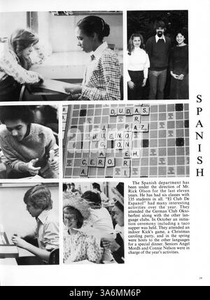 Das Geweih Jahrbuch 1980 von der Minnehaha Academy zeigt die Höhepunkte des Schuljahres 1979-1980, darunter das Schülerleben, die Lehrkräfte, die Leichtathletik und die Schulvereine. Fehlende Seiten 55, 56 und 59-62. Stockfoto