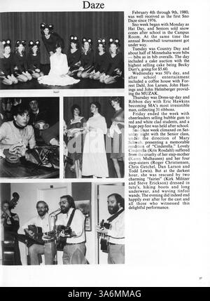Dieses 1980 Antler Jahrbuch der Minnehaha Academy dokumentiert das akademische Jahr 1979-1980 und beleuchtet das Leben der Schüler, Lehrer, Vereine und Sport. Fehlende Seiten 55, 56 und 59-62. Stockfoto