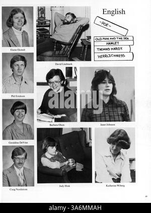 Dieses 1980 Antler Jahrbuch der Minnehaha Academy zeichnet die Ereignisse des akademischen Jahres 1979-1980 auf und dokumentiert Studenten, Lehrer, Leichtathletik und Vereine. Die Seiten 55, 56 und 59-62 fehlen. Stockfoto