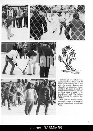 Das Jahrbuch 1980 Antler von der Minnehaha Academy deckt das Schuljahr 1979-1980 ab und zeigt Schüler, Lehrer, Leichtathletik und Vereine. Einige Seiten fehlen, darunter 55, 56 und 59-62. Stockfoto