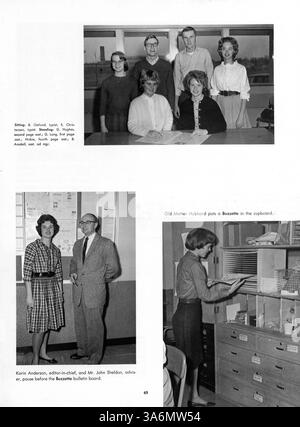Dieses Whigrean Jahrbuch 1963 der Edina-Morningside High School dokumentiert die wichtigsten Veranstaltungen, Schüler, Lehrer, Leichtathletik und außerschulische Aktivitäten während des akademischen Jahres 1962-1963. Stockfoto