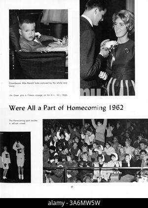 Diese Ausgabe 1963 des Whigrean Jahrbuchs der Edina-Morningside High School dokumentiert die Schüler, Lehrer, Leichtathletik, Schulclubs und Schlüsselveranstaltungen des akademischen Jahres 1962-1963. Stockfoto