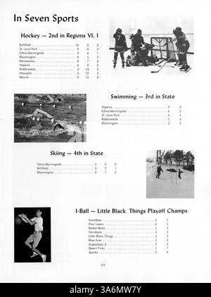 Das Whigrean Jahrbuch 1963 der Edina-Morningside High School dokumentiert die akademischen und außerschulischen Erfahrungen von Schülern, Lehrkräften und Sportteams während des Schuljahres 1962-1963. Stockfoto