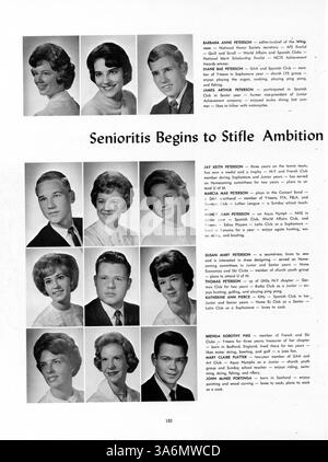 Das Whigrean Yearbook 1963 der Edina-Morningside High dokumentiert das akademische, sportliche und außerschulische Leben der Schüler, Lehrkräfte und Veranstaltungen des Schuljahres 1962-1963 in Edina, Minnesota. Stockfoto