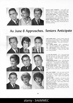 Die Ausgabe 1963 des Whigrean Yearbook der Edina-Morningside High School dokumentiert die Schüler, Lehrer, Leichtathletik, Vereine und Schlüsselveranstaltungen des Schuljahres 1962-1963 in Edina, Minnesota. Stockfoto