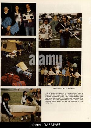 Das Warrior Yearbook von 1982 der Hopkins Eisenhower High School erinnert an das Schuljahr 1981-1982 und konzentriert sich auf Schüler, Lehrkräfte, sportliche Veranstaltungen und außerschulische Aktivitäten. Stockfoto