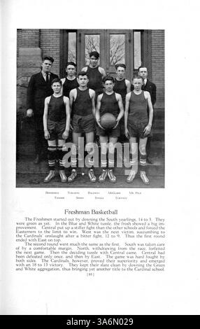 Die Ausgabe 1922 des Jahrbuchs „The Cardinal“ von der East High School spiegelt die Schülerschaft, die Fakultät, den Sport und wichtige Ereignisse des Schuljahres 1921-1922 in Minneapolis wider. Stockfoto