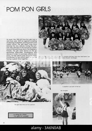 Das 1982 Warrior Yearbook der Hopkins Eisenhower High School beleuchtet die Aktivitäten des Schuljahres, darunter Leichtathletik, Studentenclubs und akademische Leistungen von 1981 bis 1982. Stockfoto