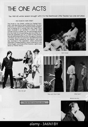Dieses 1982 Warrior Yearbook spiegelt die unvergesslichen Momente und Leistungen des Schuljahres 1981-1982 in Hopkins Eisenhower wider, in dem Leichtathletik, Vereine und Lehrkräfte vorgestellt werden. Stockfoto