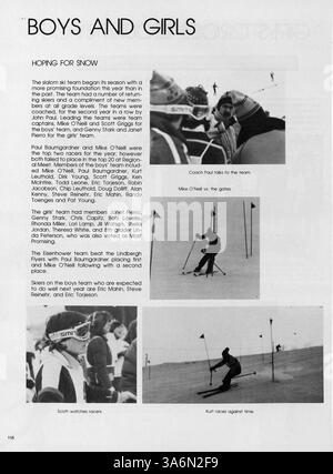 Dieses 1982 Warrior Yearbook der Hopkins Eisenhower High School zeigt das Schülerleben, akademische Höhepunkte, Leichtathletik und außerschulische Aktivitäten aus dem Schuljahr 1981-1982. Stockfoto