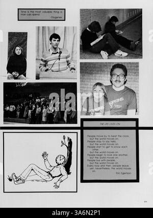 Das 1982 Warrior Yearbook der Hopkins Eisenhower High School dokumentiert das Schuljahr 1981-1982 und hebt die Leistungen der Schüler, Vereine, Sportarten und Beiträge der Lehrkräfte hervor. Stockfoto
