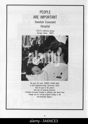 Das Jahrbuch 1976 Antler der Minnehaha Academy bietet einen Überblick über das Schuljahr 1975-1976 und hebt Schülerporträts, Leichtathletik, Schulclubs und bedeutende Schulveranstaltungen hervor. Stockfoto