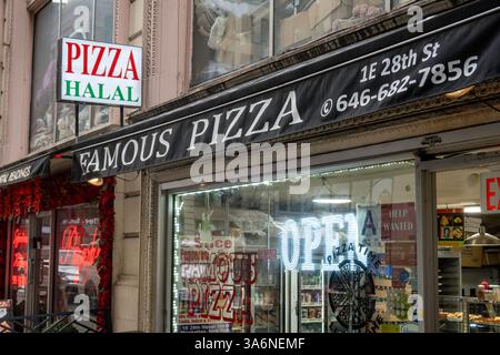 Berühmte Pizza in der 1 E. 28th St. in Nomad bietet Halal Pizzen, New York City, USA, 2025 Stockfoto