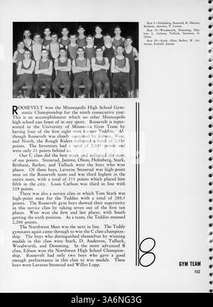 Die Ausgabe 1936 des Jahrbuchs „Sagamore“ der Roosevelt High School zeigt Schüler, Lehrer, Vereine, Leichtathletik und wichtige Veranstaltungen aus dem akademischen Jahr 1935-1936. Stockfoto