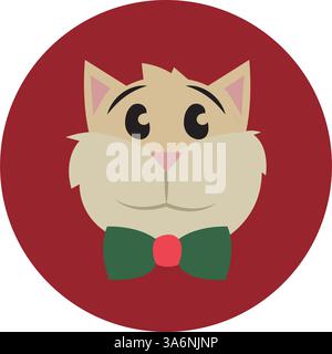 Niedlicher Katzenavatar mit einer Bowtie-Ikone Stock Vektor