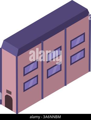 Farbiges isometrisches Gebäudesymbol Vektor Stock Vektor