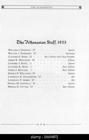 Das Jahrbuch 1925 der de La Salle High School dokumentiert das akademische Jahr, einschließlich der Leistungen der Schüler, Vereine, Leichtathletik und Aktivitäten der Fakultät. Stockfoto
