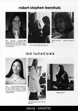 Das Mustang Yearbook 1974 der Breck School erfasst die Erfahrungen von Schülern, die Teilnahme an Lehrkräften, Leichtathletik und Clubs aus dem Schuljahr 1973-1974. Stockfoto
