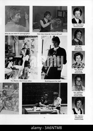 Das Breck Jahrbuch 1974, Mustang, bietet eine Reihe von Schüleraktivitäten, von Leichtathletik bis hin zu Clubs, die die lebendige Kultur in Breck während des Schuljahres 1973-1974 widerspiegeln. Stockfoto