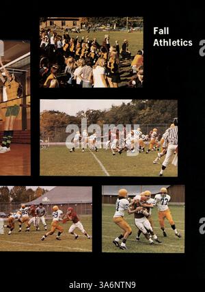 Diese Ausgabe des Mustang Yearbook der Breck School von 1974 dokumentiert das Schuljahr 1973-1974 und betont sportliche Veranstaltungen, das Schülerleben und Schulclubs. Stockfoto