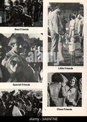 Das Mustang Yearbook 1974 der Breck School beleuchtet das akademische Jahr 1973–1974 und behandelt das Studentenleben, Beiträge der Fakultät, Leichtathletik und Schulveranstaltungen. Stockfoto