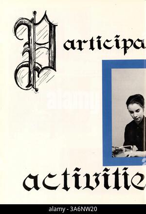 Das Echowan Yearbook 1959 der St. Louis Park High School dokumentiert die Leistungen von Schülern, Lehrkräften und Schulveranstaltungen aus dem akademischen Jahr 1958-1959, einschließlich Clubs und Leichtathletik. Stockfoto