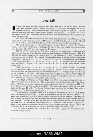 In diesem Jahrbuch 1925 der de La Salle High School werden das Schülerleben, akademische Veranstaltungen, Leichtathletik und die Teilnahme an Lehrkräften während des Schuljahres 1924-1925 vorgestellt. Stockfoto