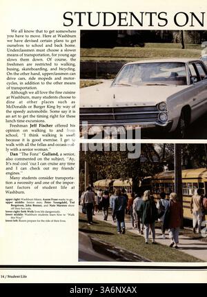 Das Jahrbuch Wahian 1987 von der Washburn High School zeigt das Schülerleben, die Leichtathletik, die Beiträge der Lehrkräfte und wichtige Veranstaltungen aus dem Schuljahr 1986-1987, die besondere Momente hervorheben. Stockfoto