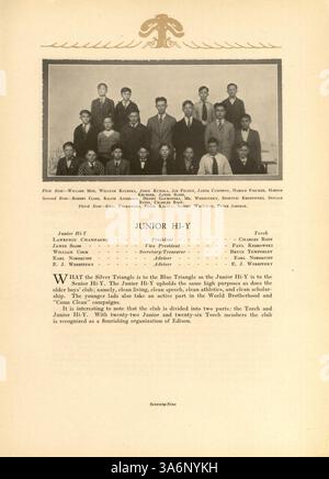 Die Ausgabe 1928 des Edison Yearbook erfasst das Wesen der Edison High School und dokumentiert Schüler, Dozenten, sportliche Leistungen und Schulveranstaltungen aus dem Schuljahr 1927-1928. Stockfoto