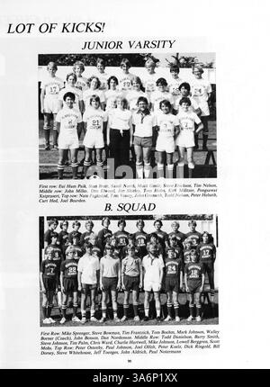 Das Antler Yearbook 1979 der Minnehaha Academy fasst die Höhepunkte der Schüler, Lehrkräfte, Sportveranstaltungen und außerschulischen Veranstaltungen des Schuljahres 1978-1979 zusammen und spiegelt das akademische Jahr der Schule wider. Stockfoto