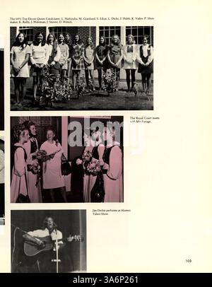 Dieses Jahrbuch der Patrick Henry High School (1972) bietet einen umfassenden Überblick über das Schuljahr 1971-1972, einschließlich Schüleraktivitäten, Lehrkörper, Leichtathletik, Clubs, und afroamerikanische kulturelle Höhepunkte. Stockfoto