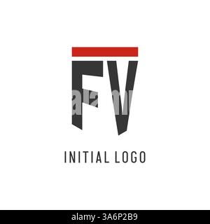 FV-Initial-Esport-Logo mit einfacher Vektorgrafik im Shield-Design Stock Vektor