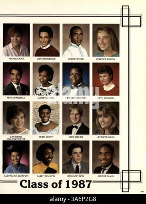 Die Ausgabe 1987 des Polaris Jahrbuchs von North High beleuchtet Schüler, Lehrer, Leichtathletik, Vereine und verschiedene Schulveranstaltungen des akademischen Jahres 1986-1987. Seiten 81-96 fehlen. Stockfoto