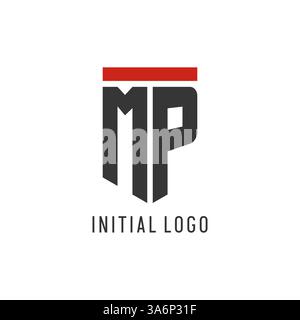 MP Initial Esport-Logo mit einfacher Vektorgrafik im Shield-Design Stock Vektor