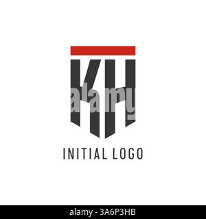 KH Initial Esport Logo mit einfacher Vektorgrafik im Schilddesign Stock Vektor