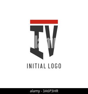 IV anfängliches Esport-Logo mit einfacher Vektorgrafik im Shield-Design Stock Vektor