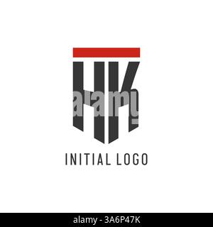 HK Initial Esport Logo mit einfacher Vektorgrafik im Schilddesign Stock Vektor