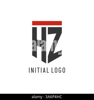 HZ anfängliches Esport-Logo mit einfacher Vektorgrafik im Shield-Design Stock Vektor
