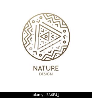 Vektor-Logo der geometrischen Elemente Vorlage Symbol der abstrakten Formen - Emblem für Design Tattoo, Verpackung, Zen, Ökologie, Gesundheitskonzepte, Yoga Center. Stock Vektor