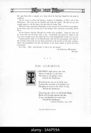 Die Ausgabe 1925 von „Tiger“, dem South High Yearbook, spiegelt die akademischen, athletischen und kulturellen Leistungen der Schüler wider und hebt die Beiträge afroamerikanischer Schüler zur Gestaltung des Schullebens während des Jahres 1924-1925 hervor. Stockfoto