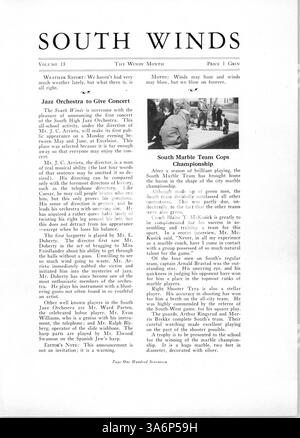 Diese Ausgabe 1925 des South High „Tiger“ Jahrbuchs erfasst die wichtigsten Momente des Schuljahres 1924-1925, darunter Akademiker, Leichtathletik und Schülerorganisationen, mit einem Schwerpunkt auf den Leistungen afroamerikanischer Schüler. Stockfoto