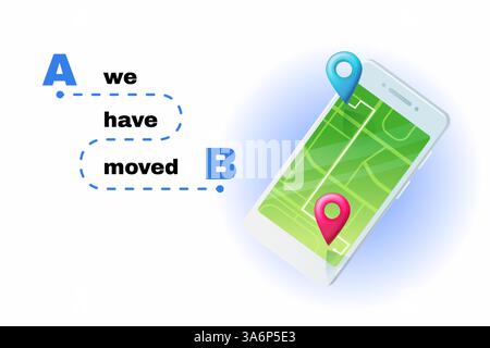 Wir haben das Banner verschoben. Stock-Vektor-Illustration im Cartoon-Stil. Stock Vektor