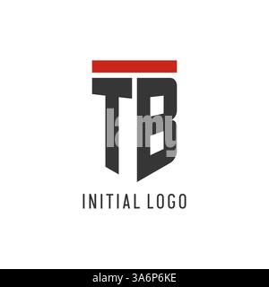 TB Initial Esport-Logo mit einfacher Vektorgrafik im Shield-Design Stock Vektor