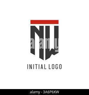 NW-Initial-Esport-Logo mit einfacher Vektorgrafik im Shield-Design Stock Vektor