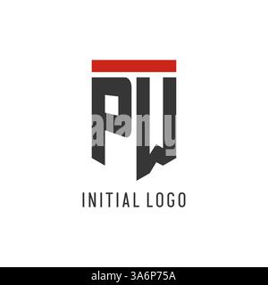 PW Initial Esport-Logo mit einfacher Vektorgrafik im Shield-Design Stock Vektor