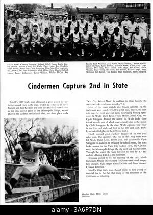 Die Ausgabe 1966 des Polaris Yearbook von North High dokumentiert die Ereignisse des Schuljahres, von Akademikern über Leichtathletik bis hin zu Clubs und der Teilnahme an Lehrkräften. Besondere Aufmerksamkeit gilt der Rolle und den Beiträgen afroamerikanischer Studenten in dieser Zeit. Stockfoto