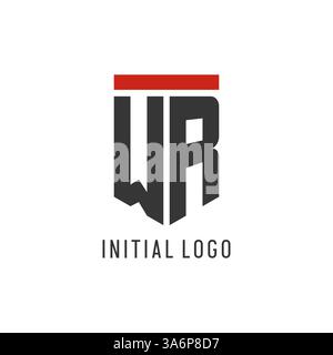 WR Initial Esport-Logo mit einfacher Vektorgrafik im Shield-Design Stock Vektor