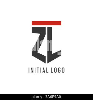 ZL anfängliches Esport-Logo mit einfacher Vektorgrafik im Shield-Design Stock Vektor