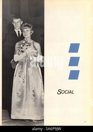 Das Geweih Jahrbuch 1964 von der Minnehaha Academy bietet einen detaillierten Überblick über das Schuljahr 1963-1964 und behandelt Leichtathletik, Schülerleben, Vereine und Lehrkräfte. Stockfoto